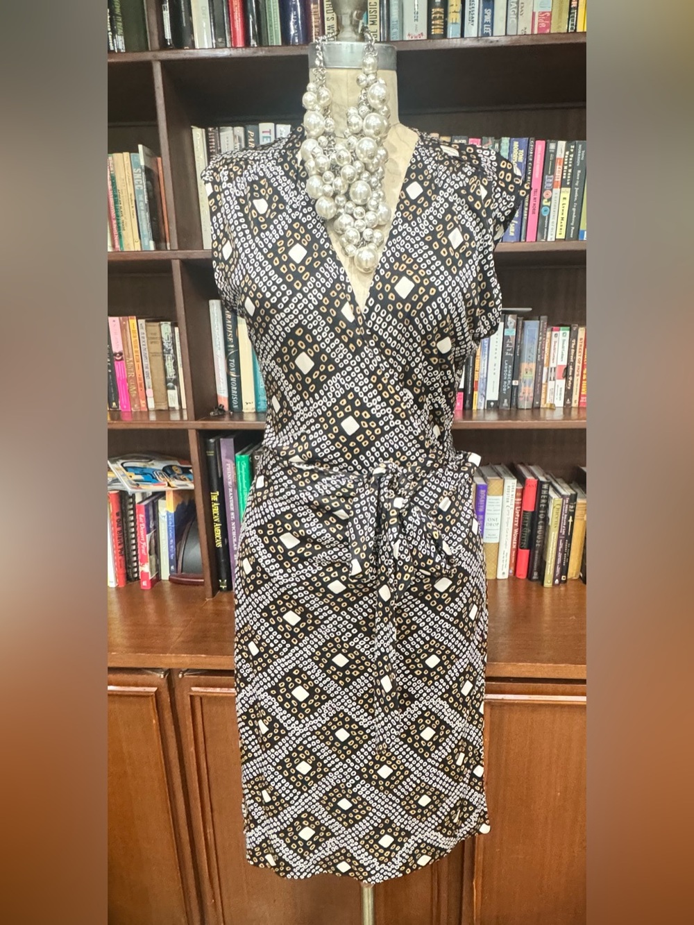 Tory Burch Silk Geometric Print Wrap Dress M